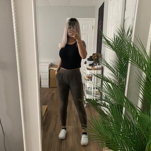 STRETCH KNIT HIGH RISE CORDUROY LEGGINGS FRST MOSS
